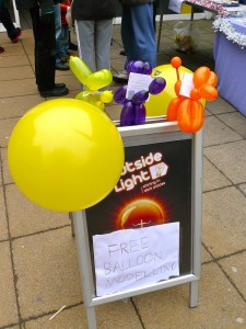 Outside Light AFrame Sign with Balloon Dogs